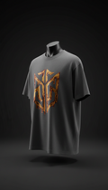 Oversized Tee with Molten Gold Crest Print